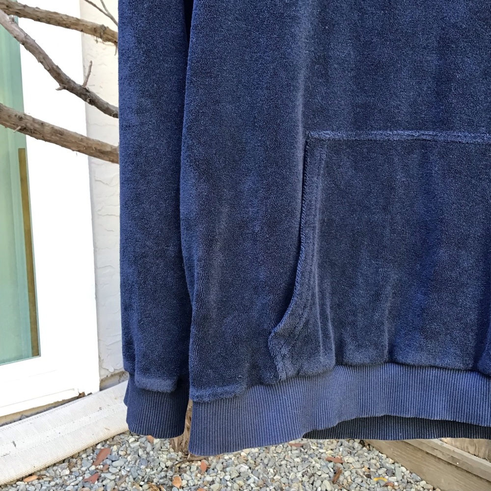 Aurélien Men’s Terry Hoodie Navy Blue Size M Smart Luxury Cotton Pullover - Picture 3 of 6